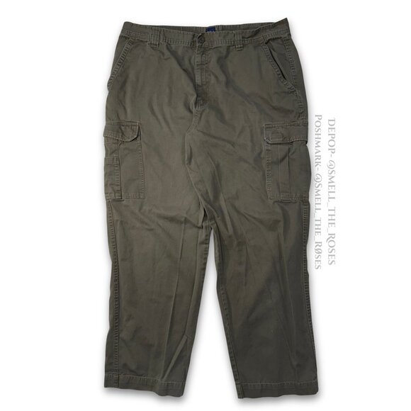 Khaki Green Relaxed Fit Cargo Pants | 39" | Basic Editions Streetwear Bottoms - Picture 1 of 5